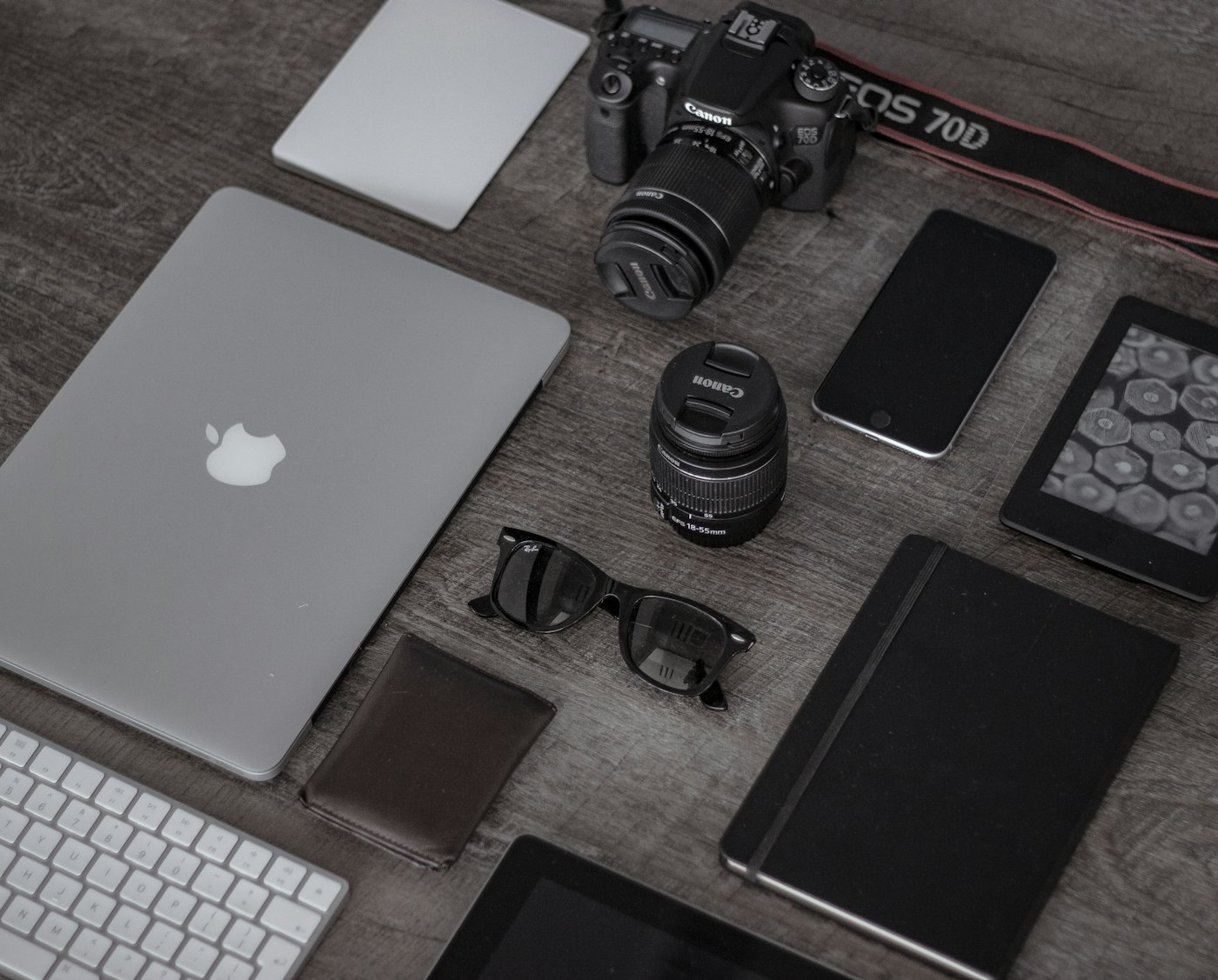 Notebook with honest product scores beside tested gadgets